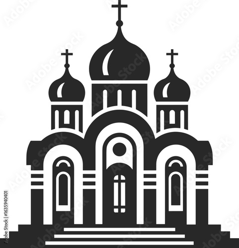 Wallpaper Mural Black and white minimalist icon of a domed church with crosses building architecture Torontodigital.ca