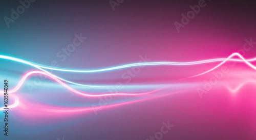 幻想的ネオン光線 波打つピンクと青の輝き 抽象的背景. AI Generated