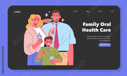 Family Oral Health Care Vector Illustration