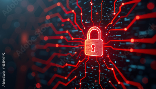 s a red padlock on top of a circuit board