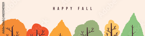 Autumn season banner with tree.  Vector illustration