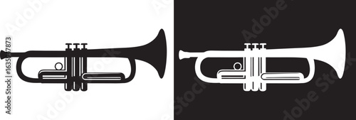 Trumpet Silhouette, Musical Instrument Vector, Brass Instrument Icon