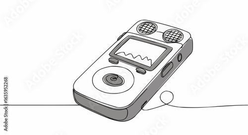 A detailed illustration of a digital voice recorder with a clear view.