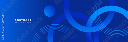 Abstract blue background with gradient and circular shapes in horizontal layout. Modern vector design suitable for website banners, covers, and presentation templates.