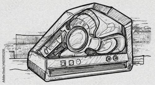An illustration of a vintage camera