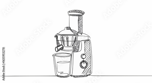Freshly squeezed juice machine with glass for making drink