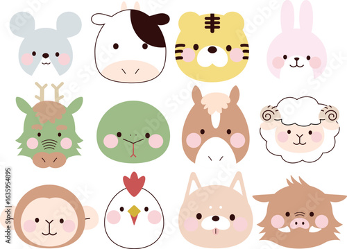 かわいい干支のイラスト素材セット