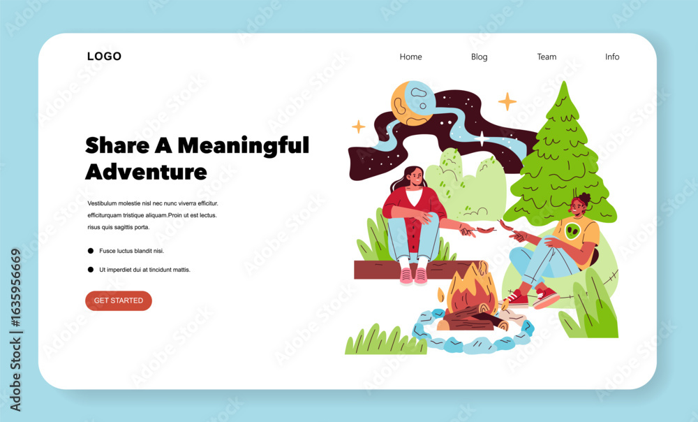 Fototapeta premium Vector Illustration of People Enjoying a Campfire Adventure