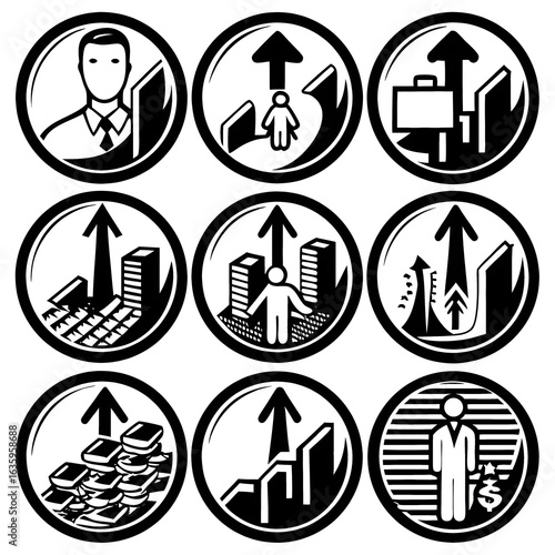Business Growth Icons Set for Business and Finance Themes