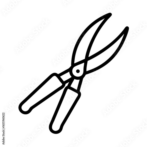 Garden shears in minimalist design with black outline  