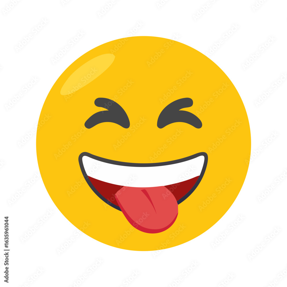 Fototapeta premium Teasing Emoji with Stuck Out Tongue and Closed Eyes Vector