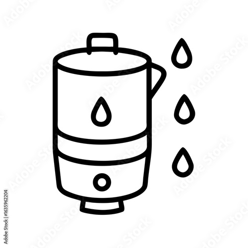 Water heater with drops symbolizing heat and efficiency  