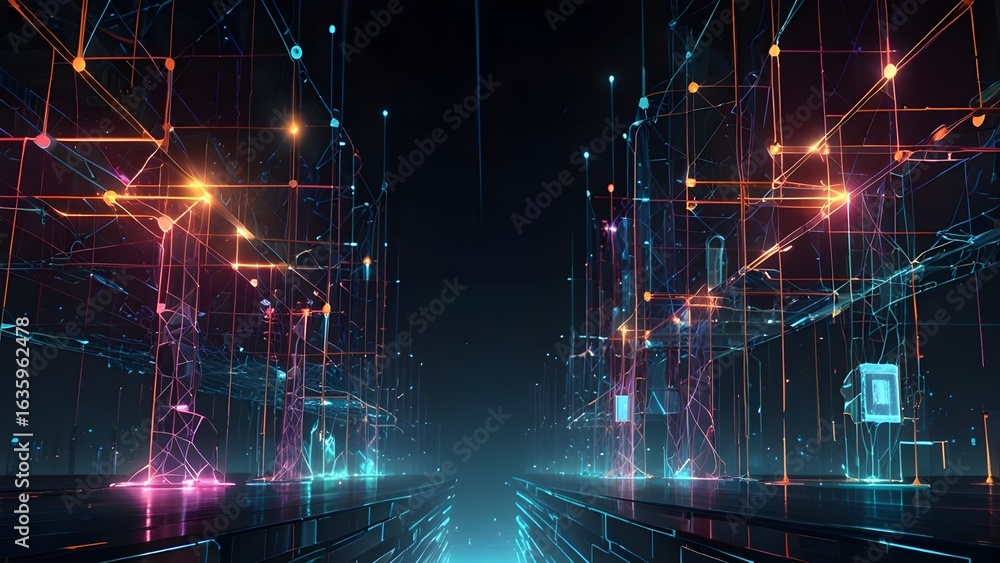 Obraz premium Metanet Structures – Futuristic Network Architecture