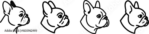 French bulldog head side profile outline vector