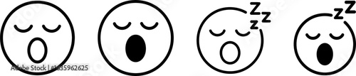 Sleepy face emotion outline vector