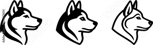 Siberian husky dog head side profile outline vector
