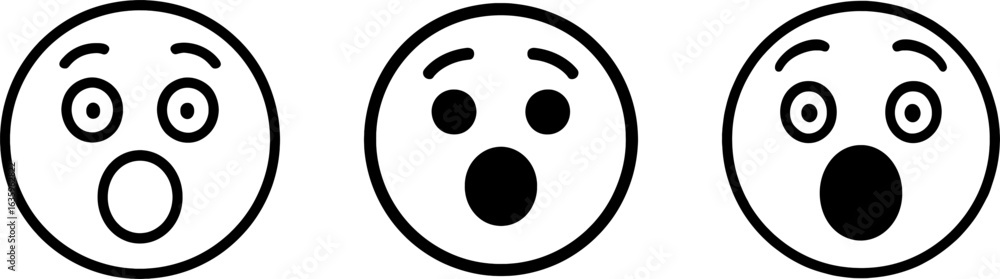Fototapeta premium Surprised face emotion outline vector