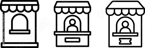 Ticket booth window outline vector