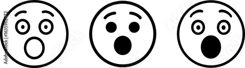 Surprised face emotion outline vector