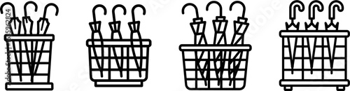 Umbrella basket storage rack outline vector