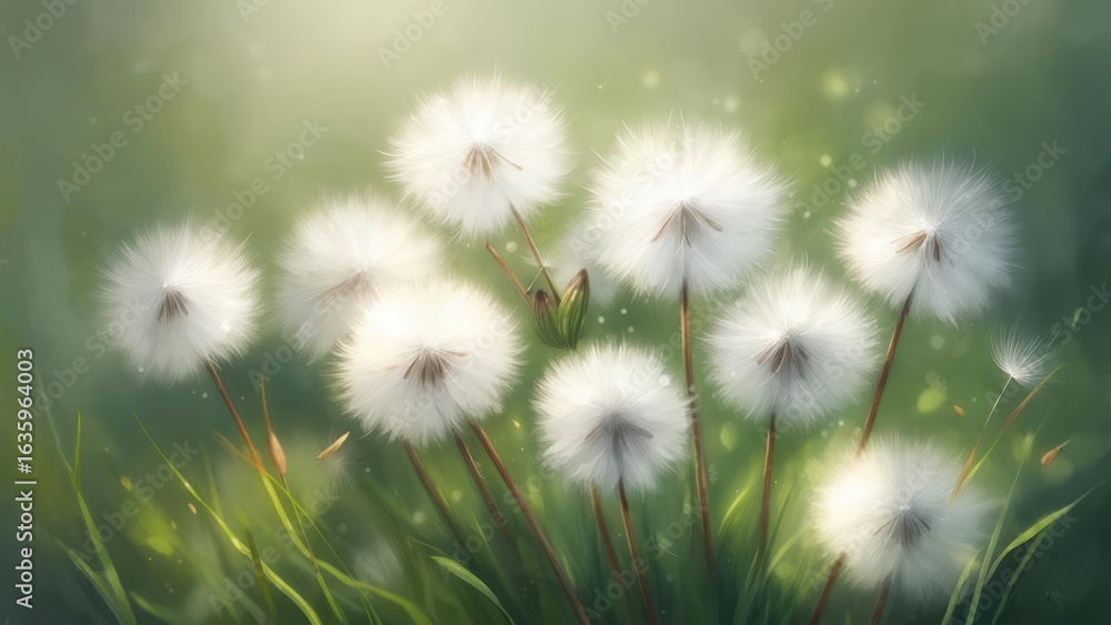 Obraz premium Soft-focus dandelion meadow
