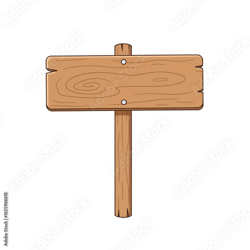 Blank Wooden Signpost with a Single Vertical Post and Two Horizontal Crossbars