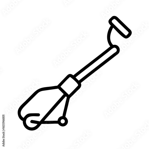 Garden shovel with ergonomic handle in minimalistic outline style  