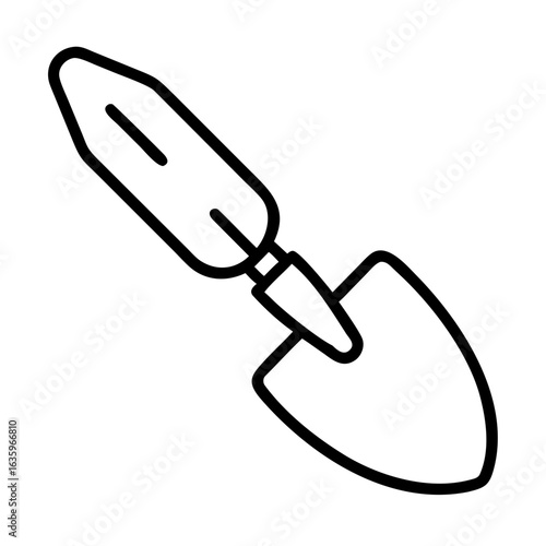 Garden trowel tool in black outline for gardening and landscaping  