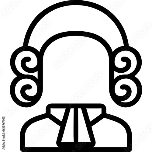 Judge wig legal outline vector