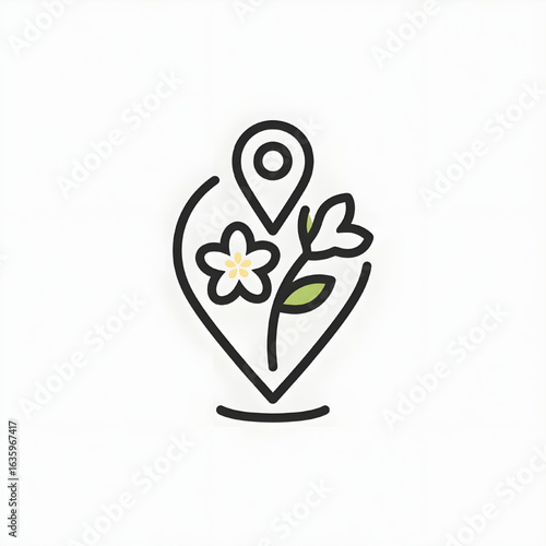 Floral Pinpoint: Elegant Jasmine Location Logo
