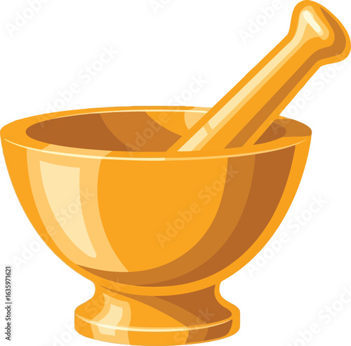 Vector illustration flat vector art of gold mortar and pestle isolated on white background