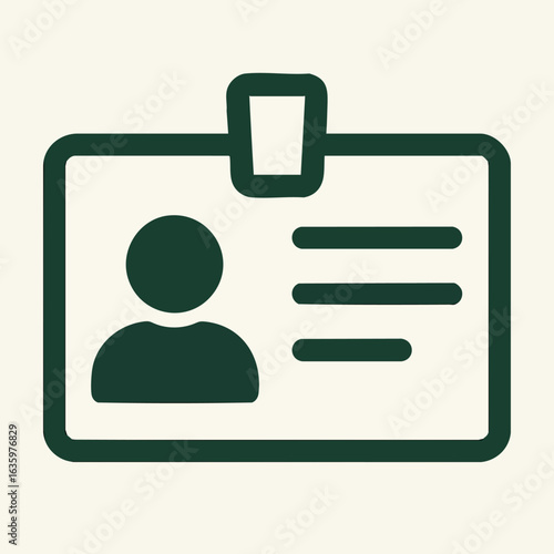 Flat Vector ID Card Icon – Identification Badge Illustration