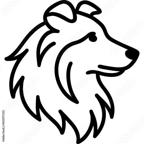 Shetland sheepdog head side profile outline icon vector