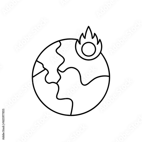 Burning earth outline on transparent background