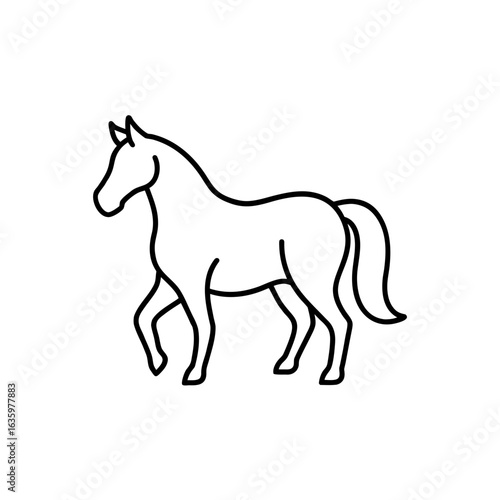 Horse outline drawing on transparent background