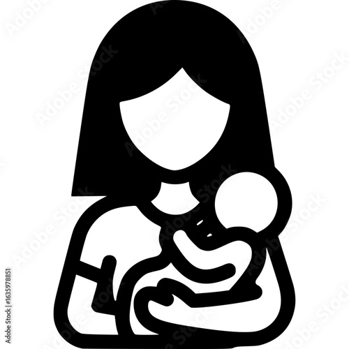 Mother and Child Icon: An emblem depicting a mother tenderly cradling her baby, embodying the essence of maternal love and the intimate bond of motherhood. 