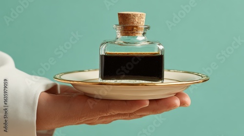 Natural Vietnamese fish sauce presented by Phu Quoc producer on white saucer