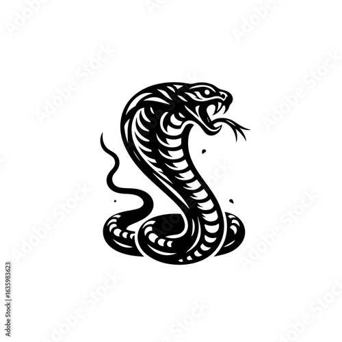 Fierce cobra snake illustration isolated on white background