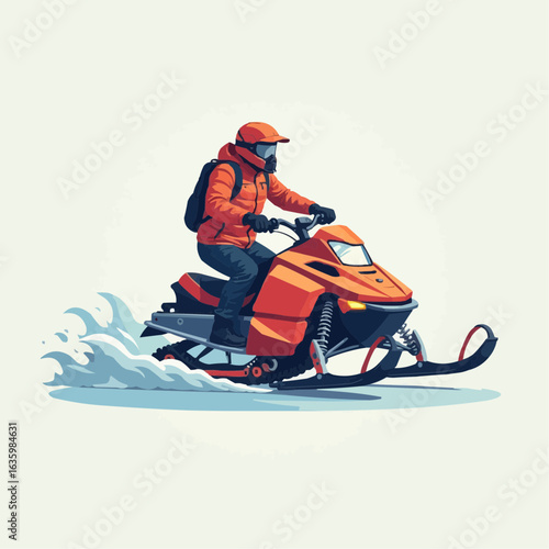 Vibrant illustration of a snowmobile rider in action
