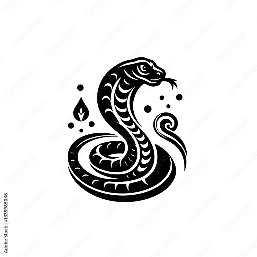 Fototapeta premium Stylized cobra snake isolated on white background