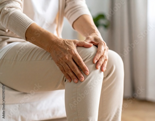 a woman with knee joint pain