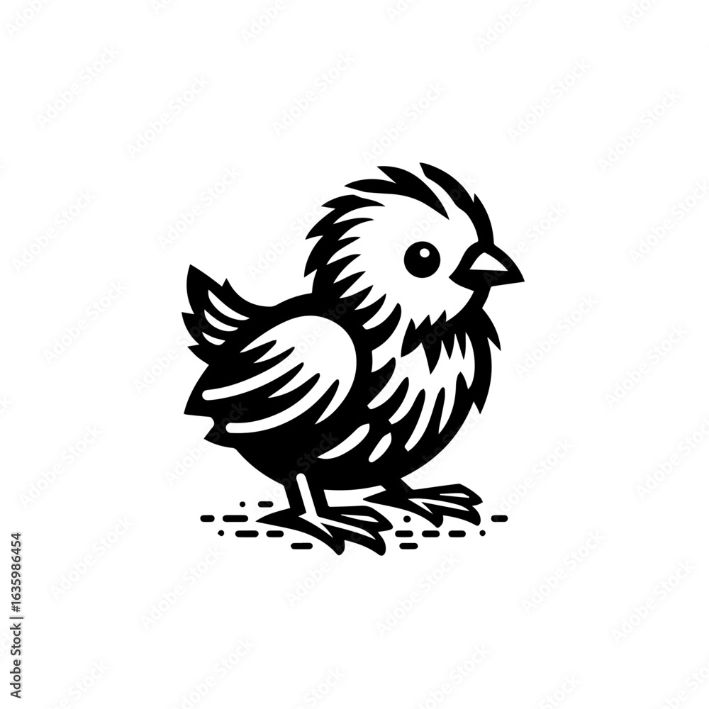 Obraz premium Cute fluffy chick isolated on white background