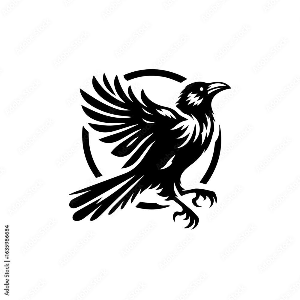 Obraz premium Raven bird illustration isolated on white background