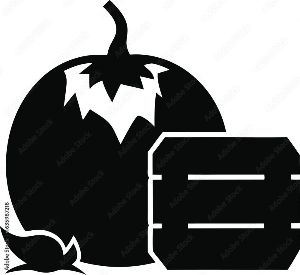 Obraz premium Blackberry and wooden crate silhouette isolated on white background