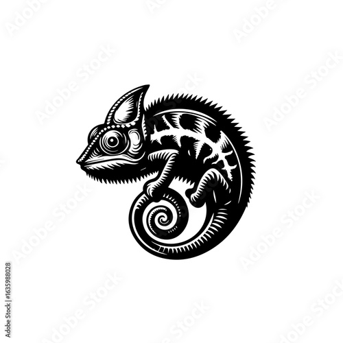 Chameleon reptile isolated on white background