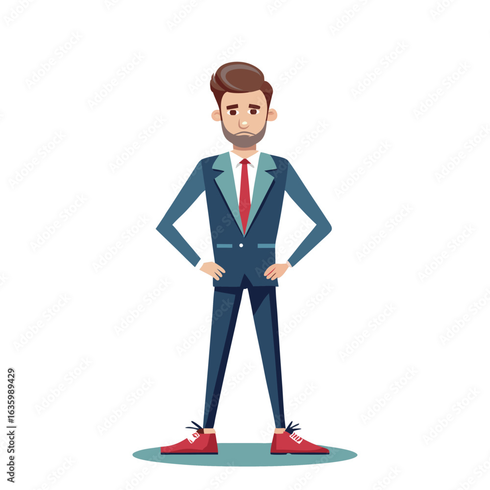 Obraz premium Confident male leader in luxury shoes and elegant suit posing with authority – premium fashion and business concept illustration