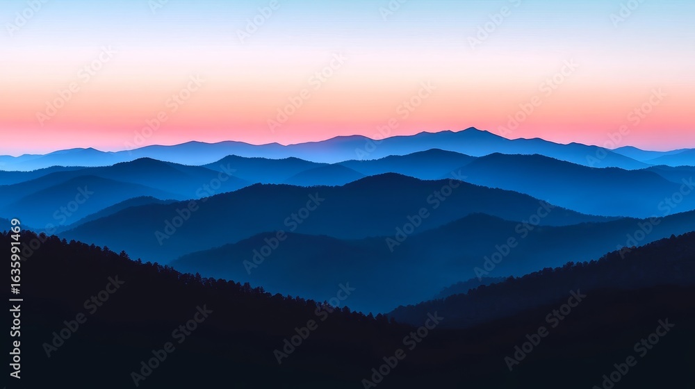 Fototapeta premium Stunning Mountain Landscape at Sunset with Vibrant Colors, Capturing Nature s Beauty and Serenity