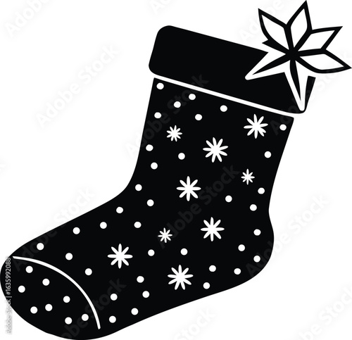 Holiday stocking silhouette vector art elements for Christmas decoration clipart