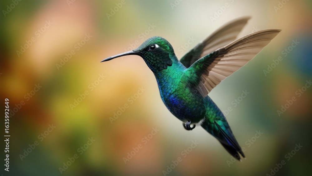 Fototapeta premium Vibrant hummingbird in flight