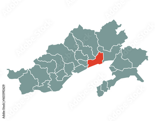 East Siang district highlighted on Arunachal Pradesh state of India